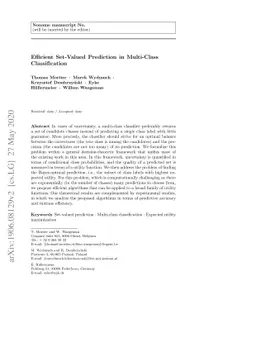 Efficient Set-Valued Prediction in Multi-Class Classification