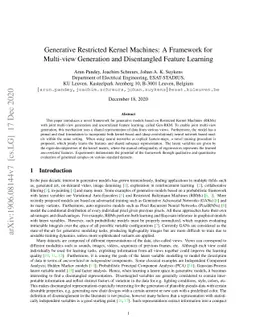 Generative Restricted Kernel Machines: A Framework for Multi-view
  Generation and Disentangled Feature Learning