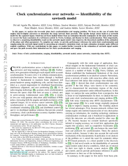 Clock synchronization over networks -- Identifiability of the sawtooth
  model