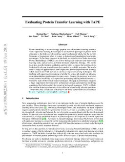 Evaluating Protein Transfer Learning with TAPE