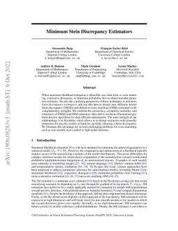 Minimum Stein Discrepancy Estimators