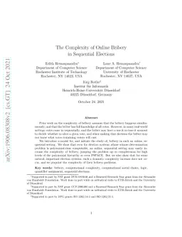 The Complexity of Online Bribery in Sequential Elections