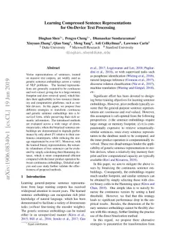 Learning Compressed Sentence Representations for On-Device Text
  Processing