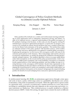 Global Convergence of Policy Gradient Methods to (Almost) Locally
  Optimal Policies
