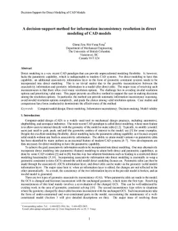 A decision-support method for information inconsistency resolution in
  direct modeling of CAD models
