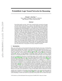 Probabilistic Logic Neural Networks for Reasoning