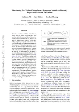 Fine-tuning Pre-Trained Transformer Language Models to Distantly
  Supervised Relation Extraction