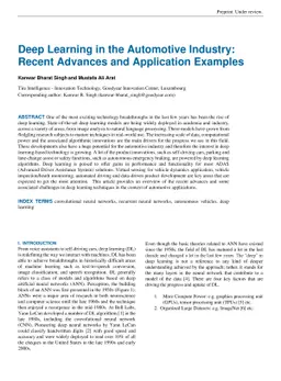 Deep Learning in the Automotive Industry: Recent Advances and
  Application Examples