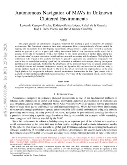 Autonomous Navigation of MAVs in Unknown Cluttered Environments