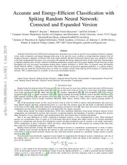 Accurate and Energy-Efficient Classification with Spiking Random Neural
  Network: Corrected and Expanded Version