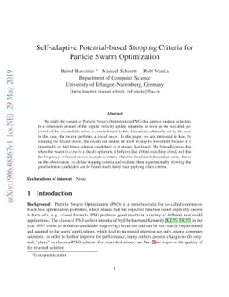 Self-adaptive Potential-based Stopping Criteria for Particle Swarm
  Optimization