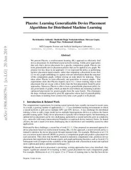 Placeto: Learning Generalizable Device Placement Algorithms for
  Distributed Machine Learning