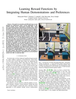 Learning Reward Functions by Integrating Human Demonstrations and
  Preferences