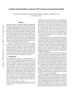 Scalable and Probabilistic Leaderless BFT Consensus through
  Metastability
