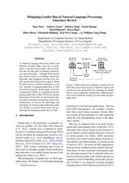 Mitigating Gender Bias in Natural Language Processing: Literature Review