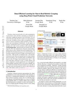 Data-Efficient Learning for Sim-to-Real Robotic Grasping using Deep
  Point Cloud Prediction Networks