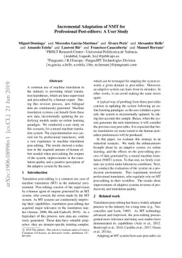 Incremental Adaptation of NMT for Professional Post-editors: A User
  Study