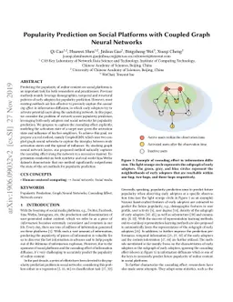 Popularity Prediction on Social Platforms with Coupled Graph Neural
  Networks