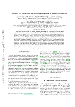 Simplex2Vec embeddings for community detection in simplicial complexes