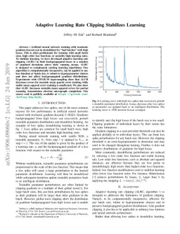Adaptive Learning Rate Clipping Stabilizes Learning
