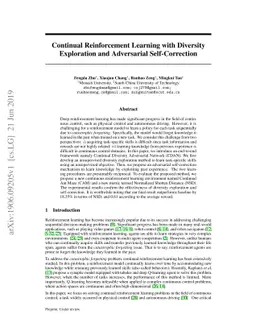 Continual Reinforcement Learning with Diversity Exploration and
  Adversarial Self-Correction