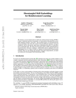 Disentangled Skill Embeddings for Reinforcement Learning