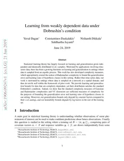 Learning from weakly dependent data under Dobrushin's condition