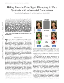 Hiding Faces in Plain Sight: Disrupting AI Face Synthesis with
  Adversarial Perturbations