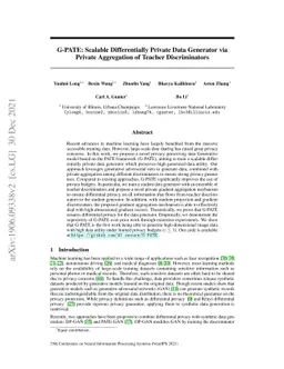 G-PATE: Scalable Differentially Private Data Generator via Private
  Aggregation of Teacher Discriminators