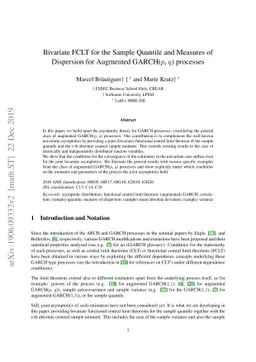 Bivariate FCLT for the Sample Quantile and Measures of Dispersion for
  Augmented GARCH($p$,$q$) processes
