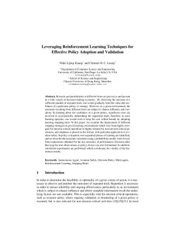 Leveraging Reinforcement Learning Techniques for Effective Policy
  Adoption and Validation