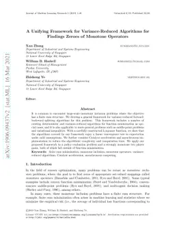A Unifying Framework for Variance Reduction Algorithms for Finding
  Zeroes of Monotone Operators