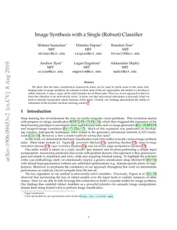 Image Synthesis with a Single (Robust) Classifier