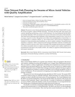 Error Tolerant Path Planning for Swarms of Micro Aerial Vehicles with
  Quality Amplification