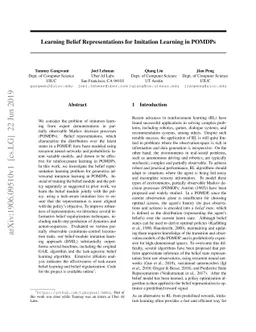 Learning Belief Representations for Imitation Learning in POMDPs