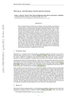 Neural networks with motivation