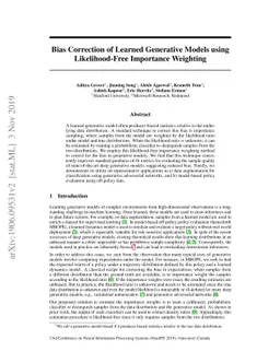 Bias Correction of Learned Generative Models using Likelihood-Free
  Importance Weighting