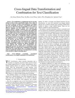 Cross-lingual Data Transformation and Combination for Text
  Classification