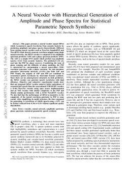 A Neural Vocoder with Hierarchical Generation of Amplitude and Phase
  Spectra for Statistical Parametric Speech Synthesis