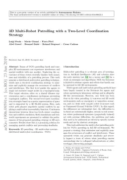 3D Multi-Robot Patrolling with a Two-Level Coordination Strategy