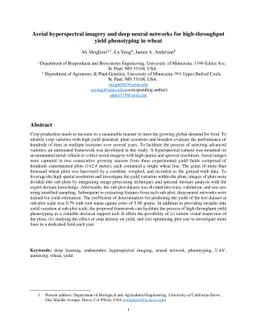Aerial hyperspectral imagery and deep neural networks for
  high-throughput yield phenotyping in wheat