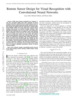 Remote Sensor Design for Visual Recognition with Convolutional Neural
  Networks