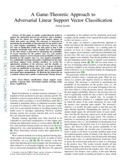 A Game-Theoretic Approach to Adversarial Linear Support Vector
  Classification