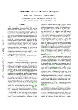Self Multi-Head Attention for Speaker Recognition