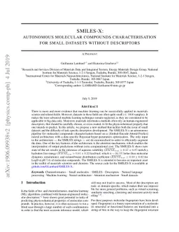 SMILES-X: autonomous molecular compounds characterization for small
  datasets without descriptors