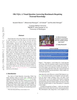 OK-VQA: A Visual Question Answering Benchmark Requiring External
  Knowledge