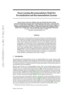 Deep Learning Recommendation Model for Personalization and
  Recommendation Systems