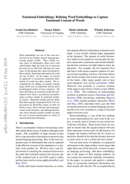 Emotional Embeddings: Refining Word Embeddings to Capture Emotional
  Content of Words