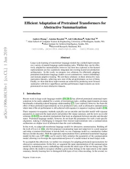 Efficient Adaptation of Pretrained Transformers for Abstractive
  Summarization