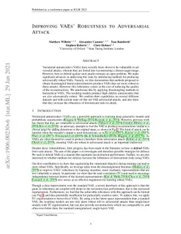 Improving VAEs' Robustness to Adversarial Attack